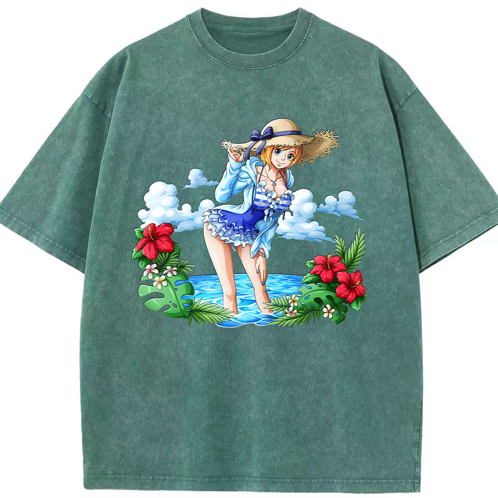 ワンピース ナミ ONE PIECE Nami 綿100% ヴィンテージ風 半袖Tシャツ（フロントプリント）